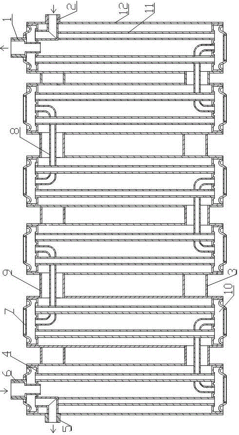 Heat exchanger with open-type, communicated and heat-absorbing cooling water pipe