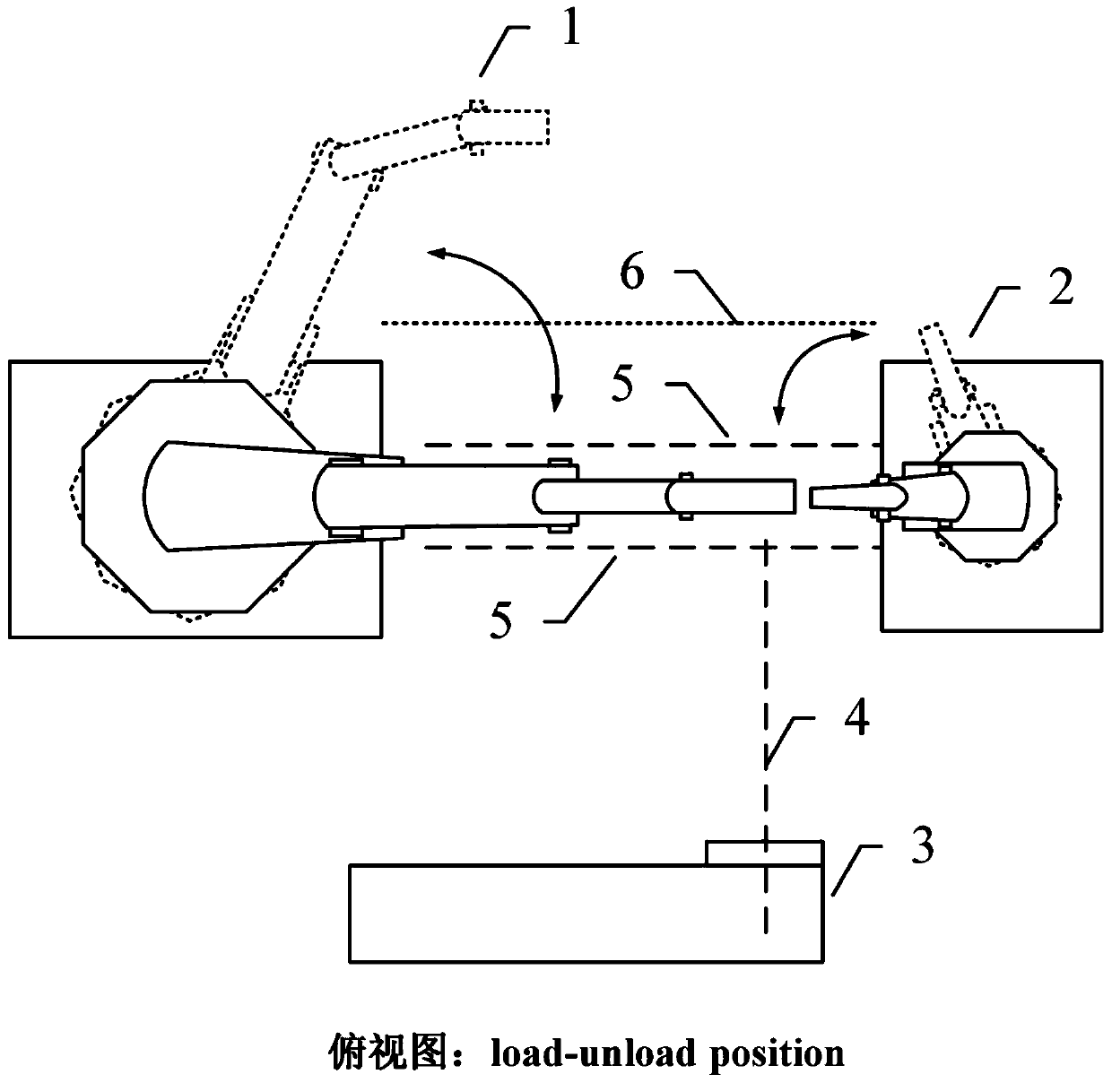 Non-interference laser shock peening method with two robots linked