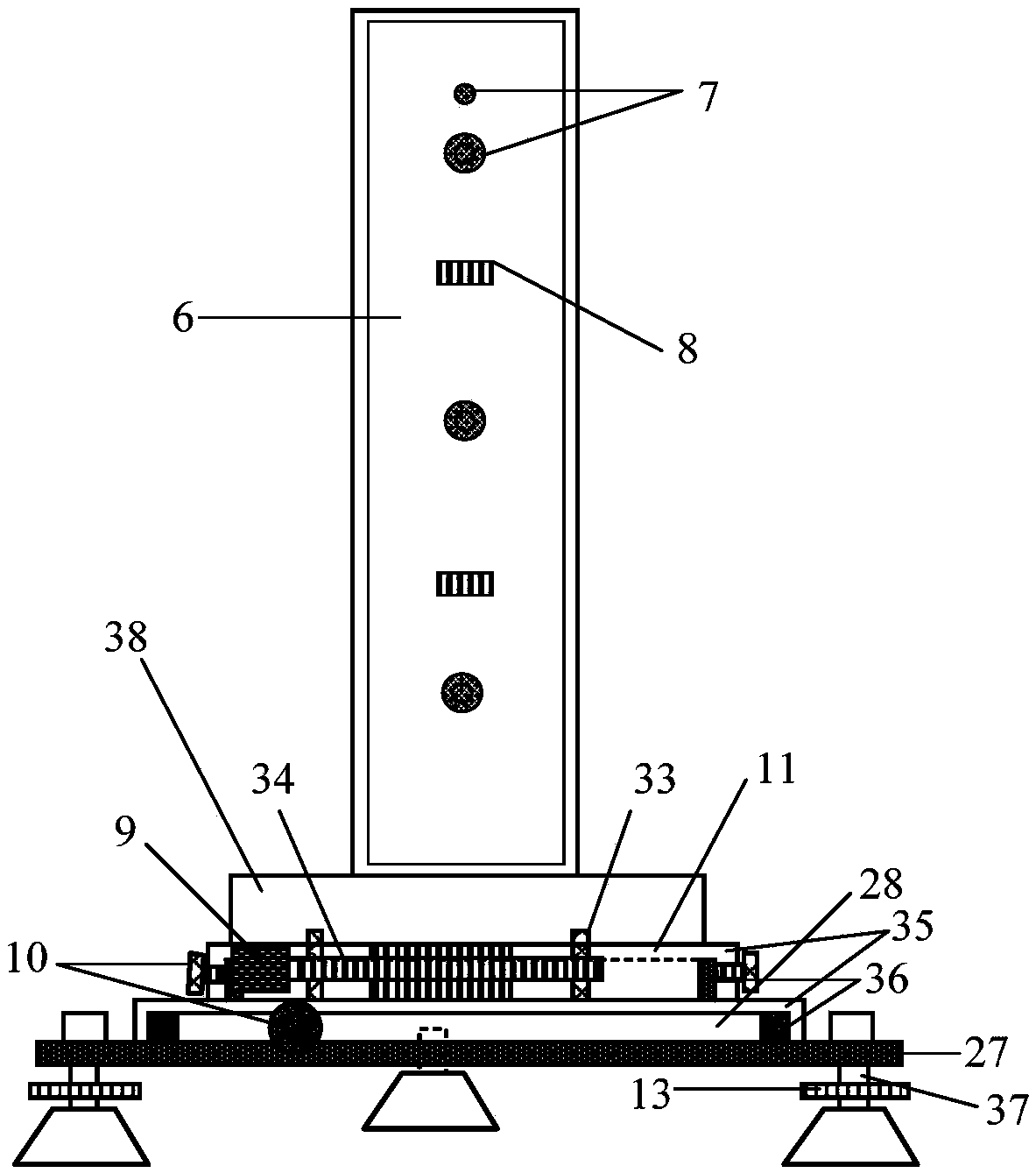 Separate target position test device and test method
