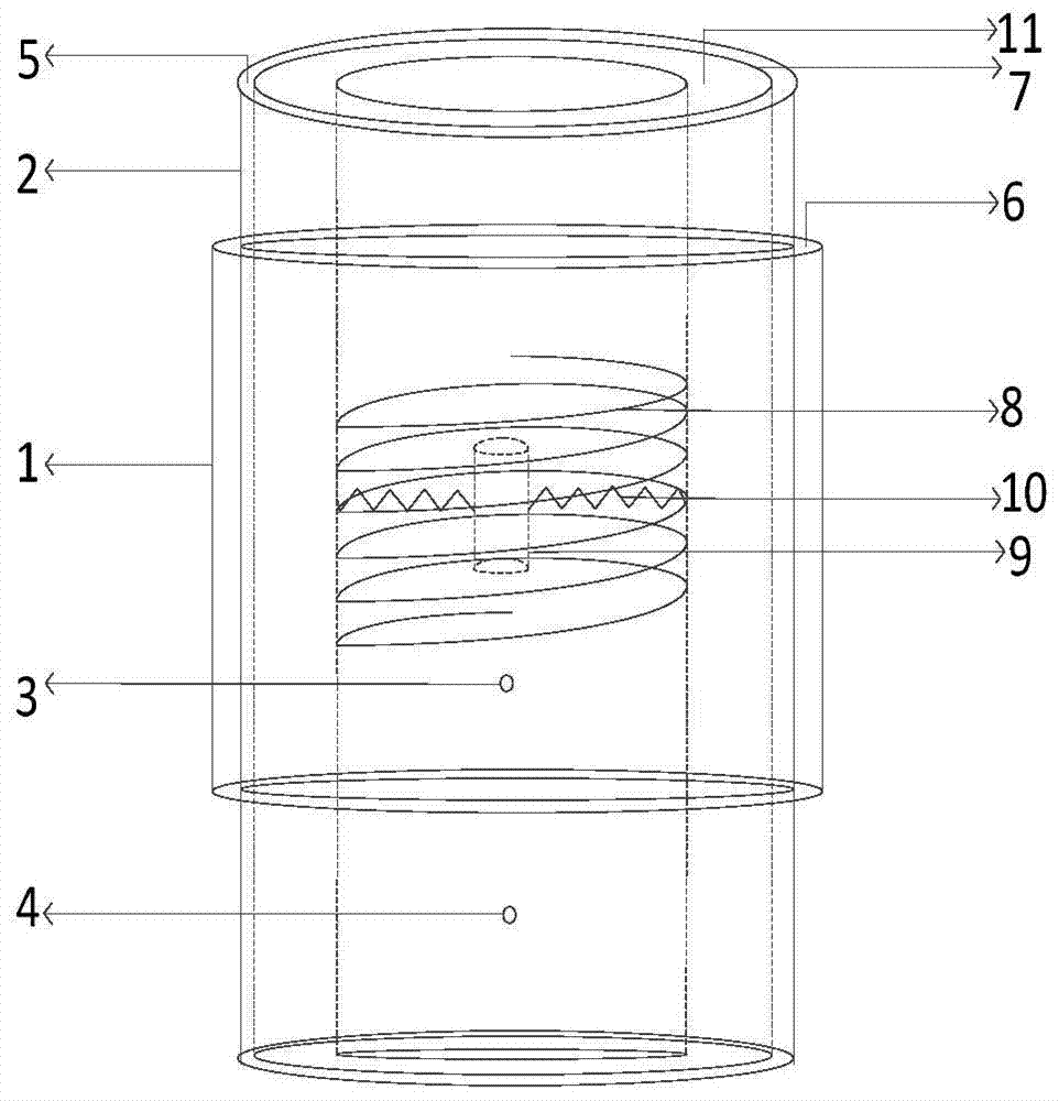 A cylindrical electromagnetic wave and vibration energy hybrid collection device