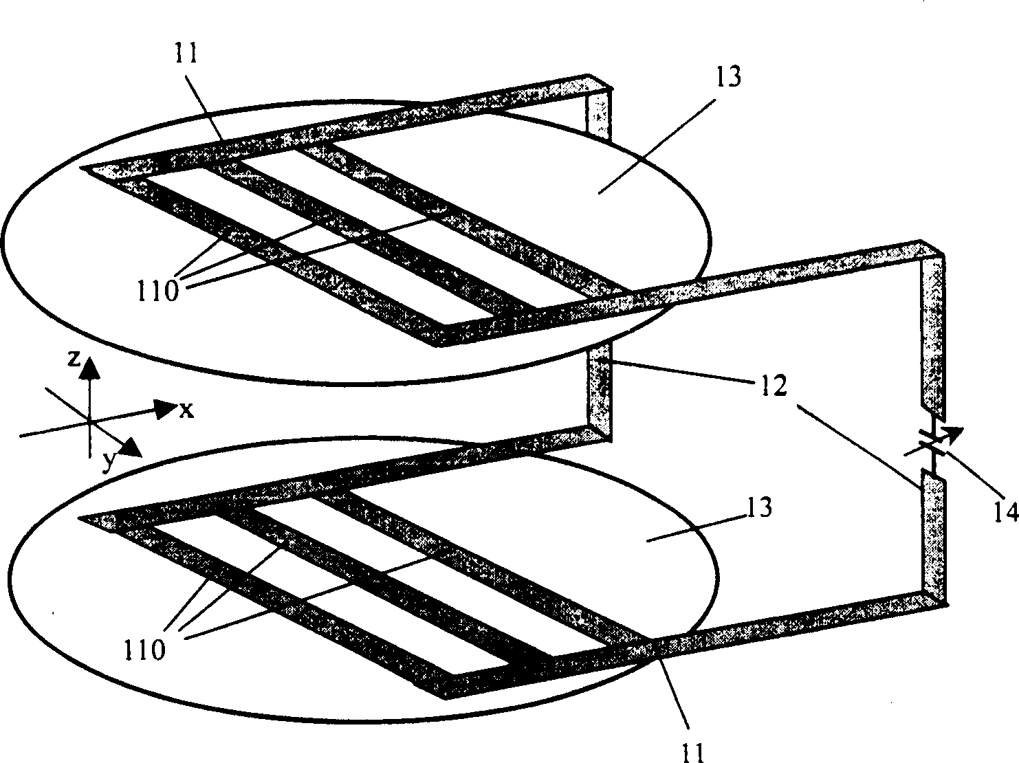 C-type open MRI panel radio-frequency coil