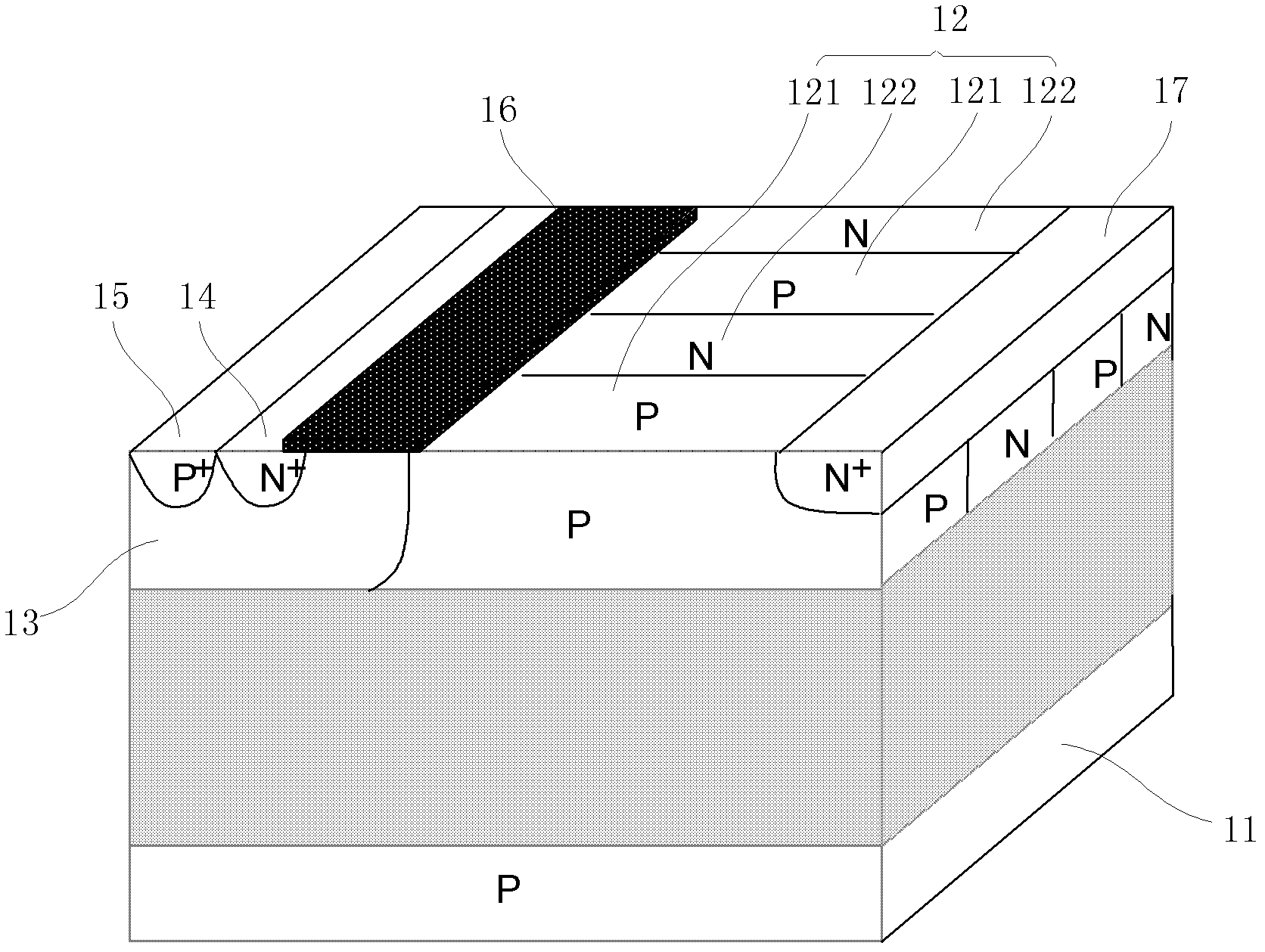 Super junction device with multiple embedded P islands and N channels and preparation method thereof