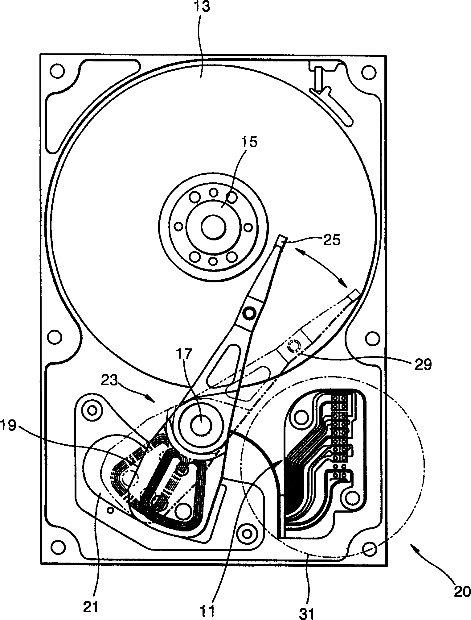 Fixed disk drive including flexible printed circuit board with damping material