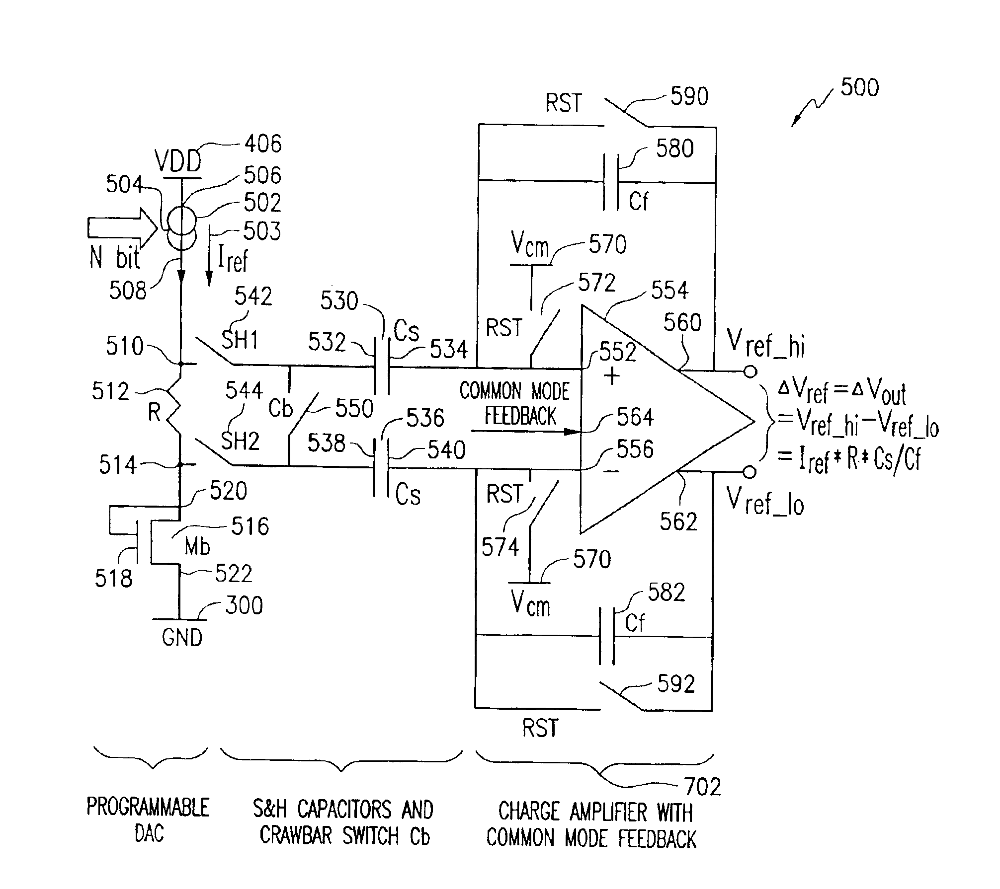 Fully differential reference driver for pipeline analog to digital converter