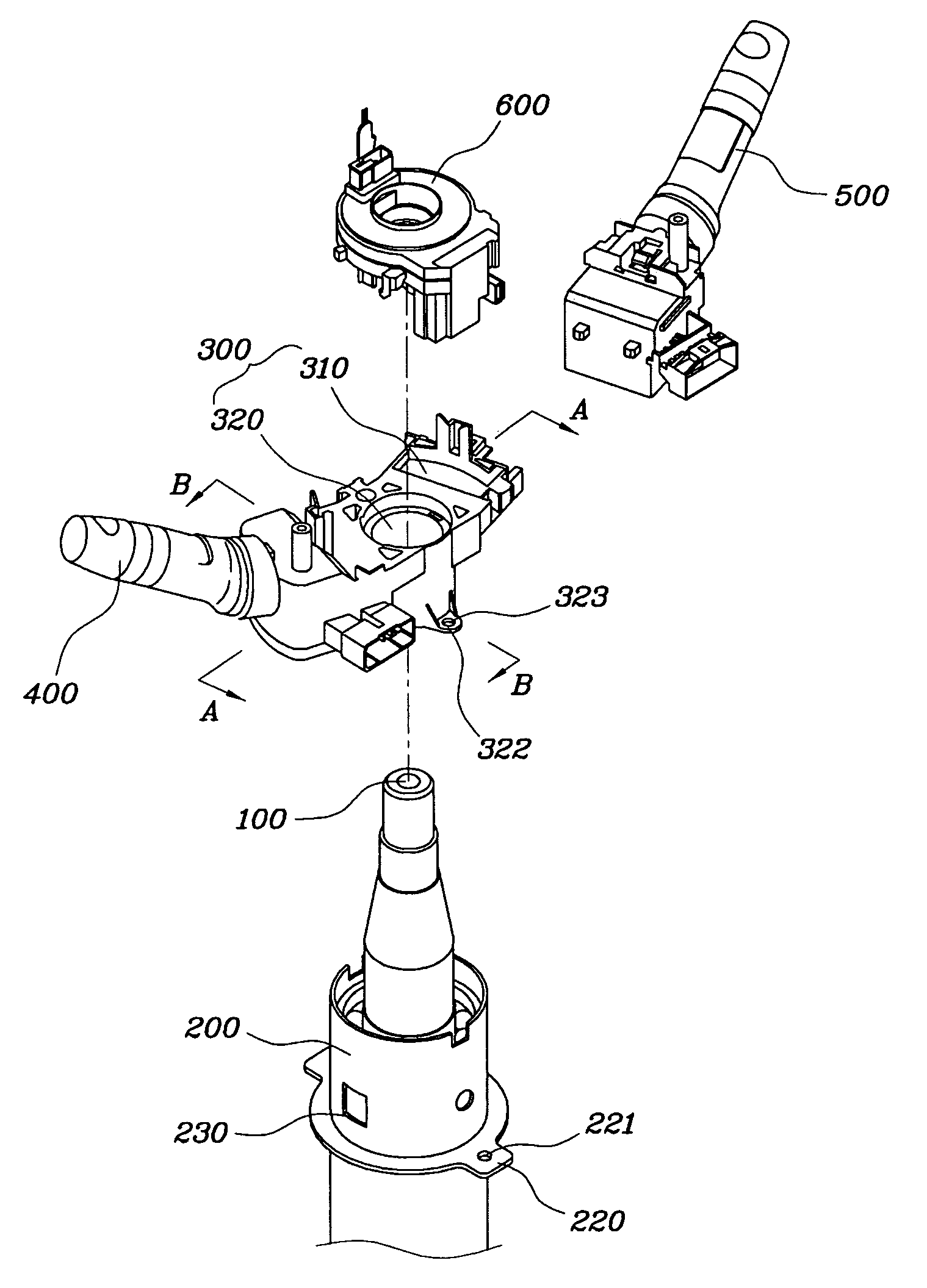 Steering column assembly for vehicle