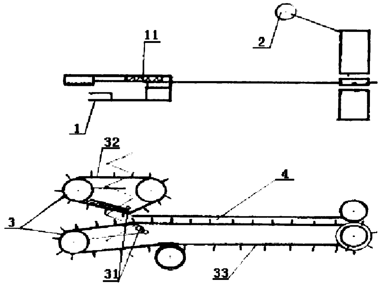 A vertical corn harvester