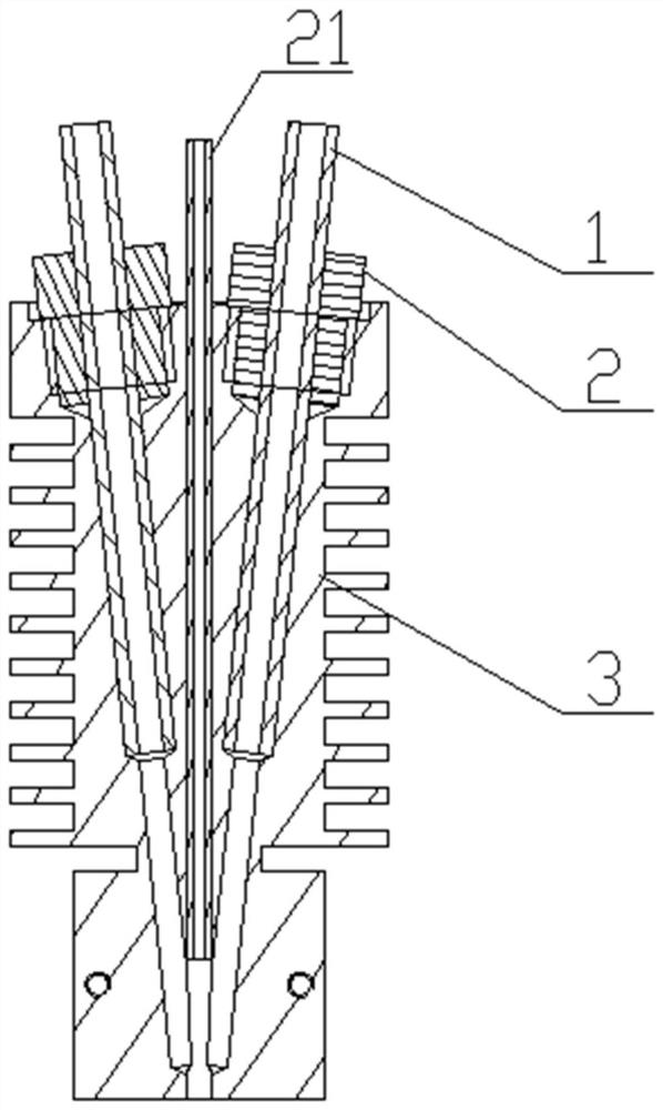 A 3D printing device for continuous fiber reinforced composite materials with a shearing mechanism