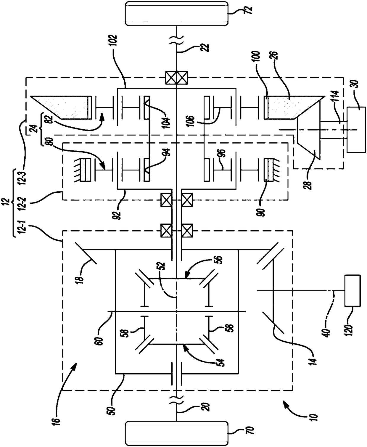 Drive module with parallel input axes for propulsive and torque-vectoring inputs