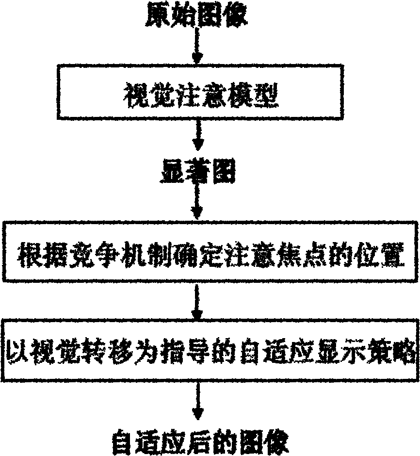 Method for adaptively displaying image by taking visual transfer mechanism as guide
