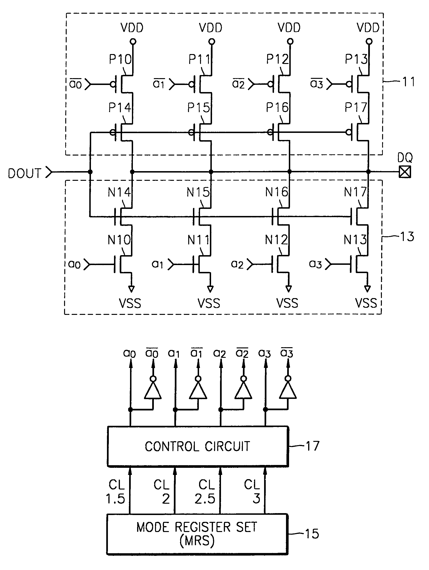 Output driver capable of controlling slew rate of output signal according to operating frequency information or CAS latency information