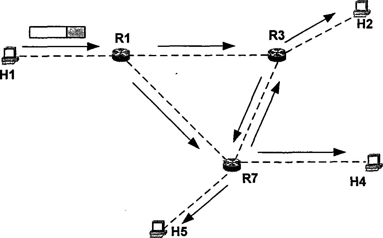 Multi-cast transmission method based on virtual distribution network in IP network