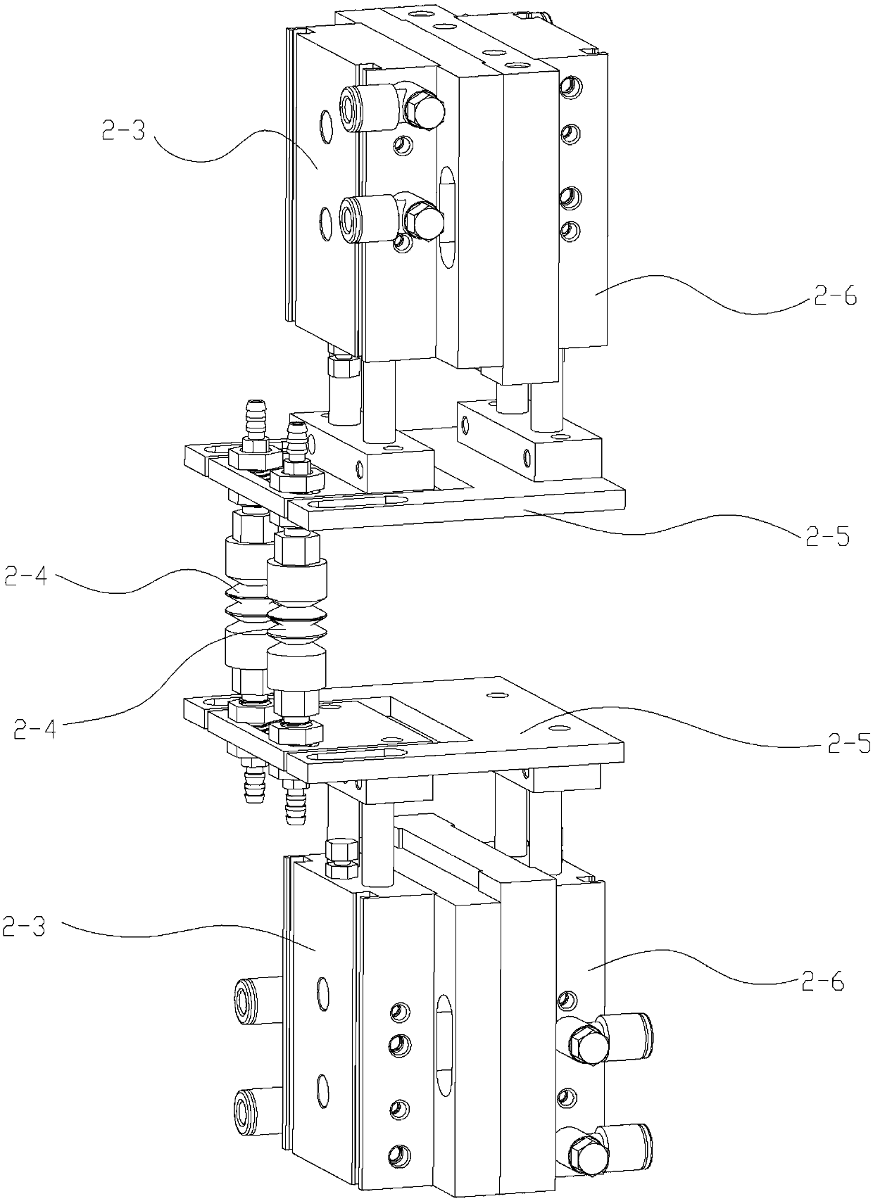 Suction nozzle mounting instrument for soft packaging bag