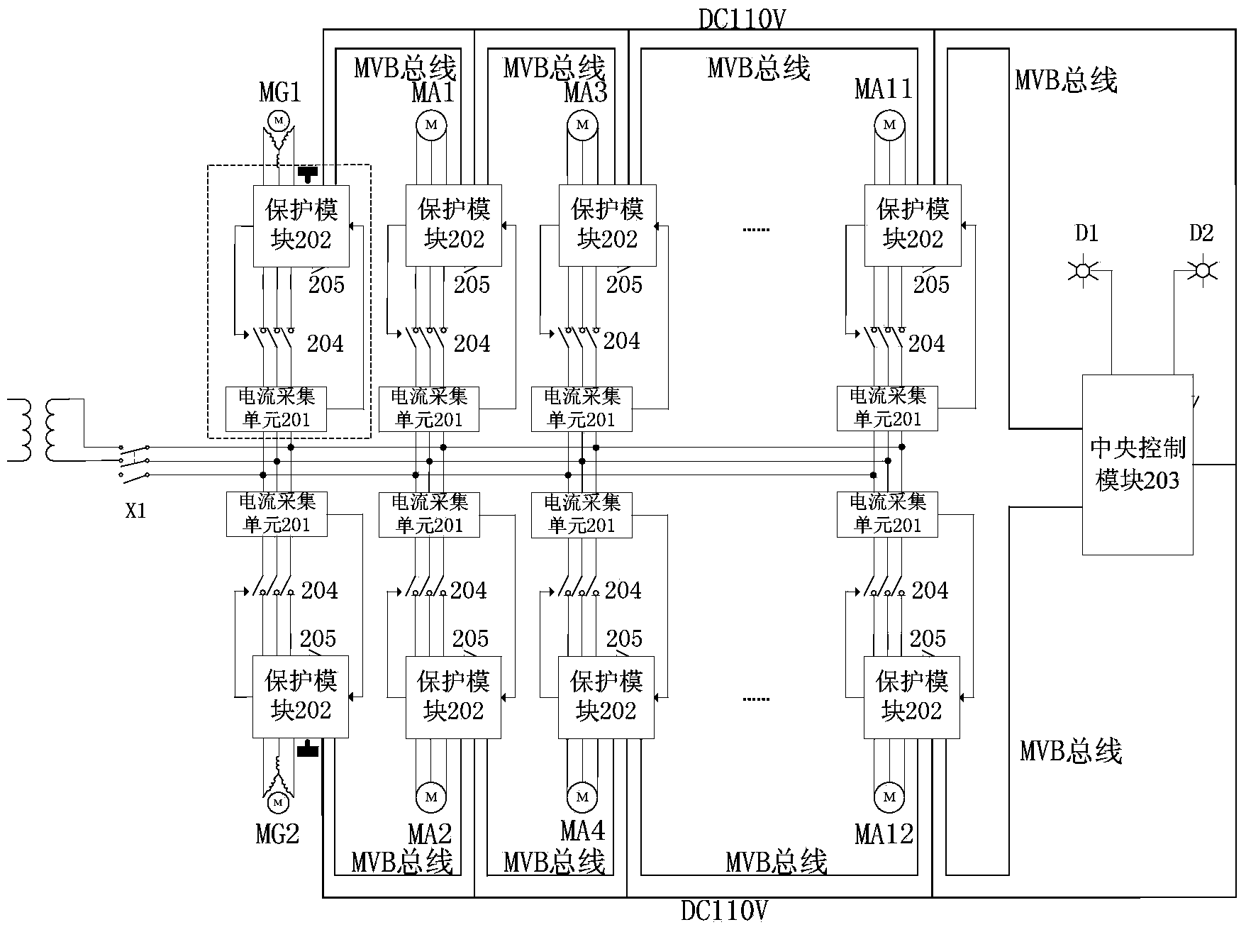 Electric locomotive auxiliary engine protection device