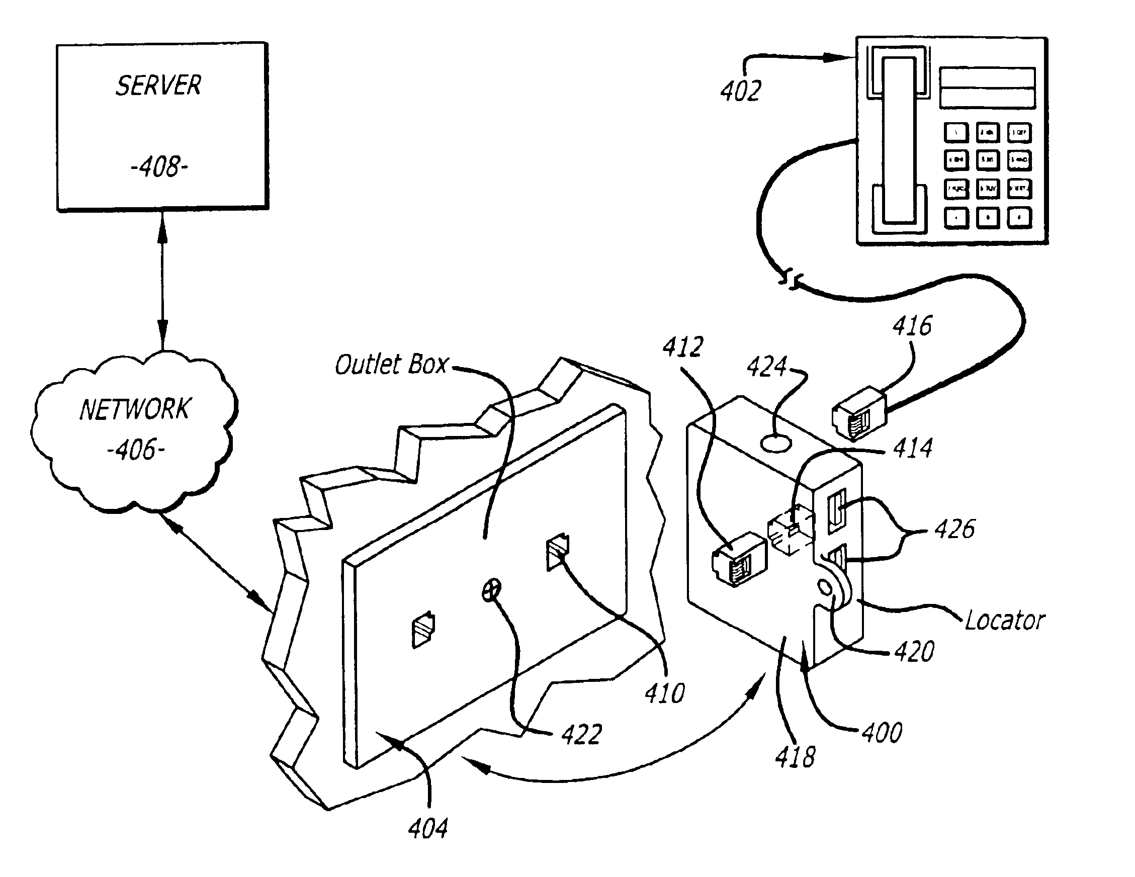 Locator for physically locating an electronic device in a communication network