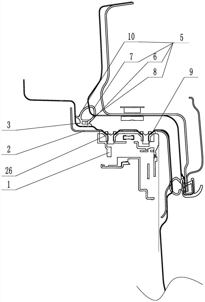 A car door lock connection structure and its auxiliary positioning device