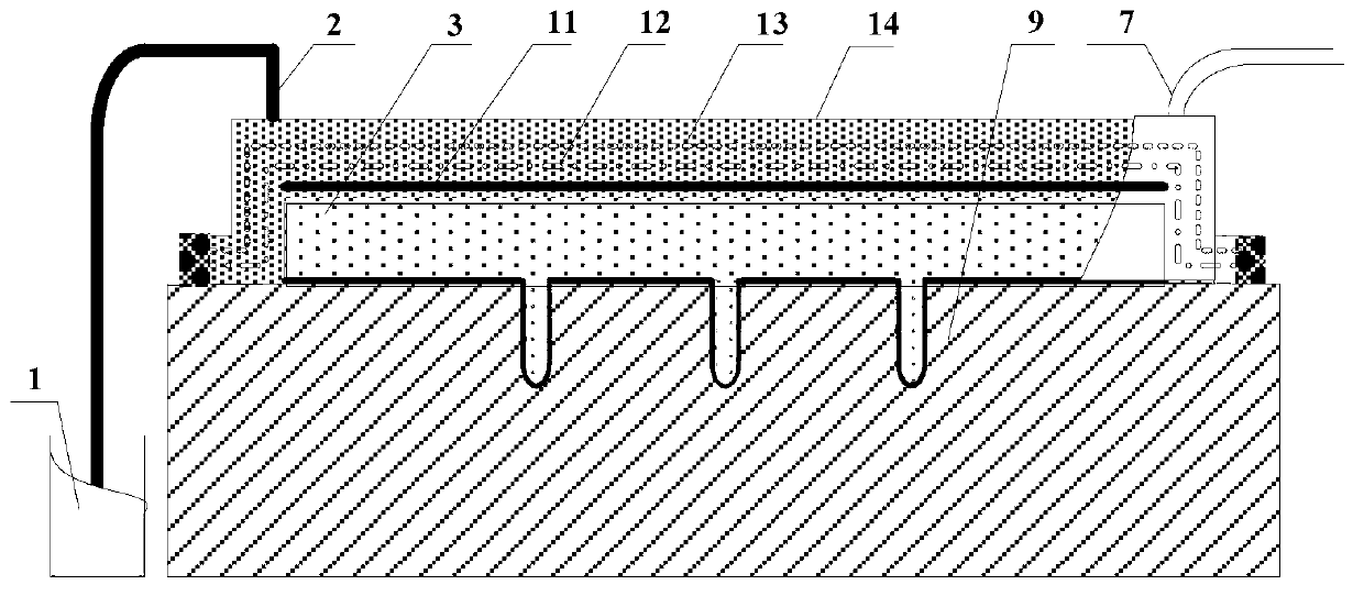 Liquid forming device and liquid forming method for composite material stiffened plate