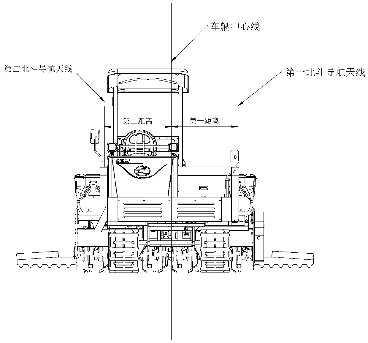 Double-antenna navigation walking route deviation rectification system