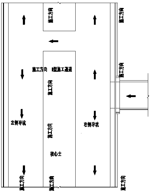 Integrated excavation construction method for transition from shaft construction passage to large cross-section tunnel