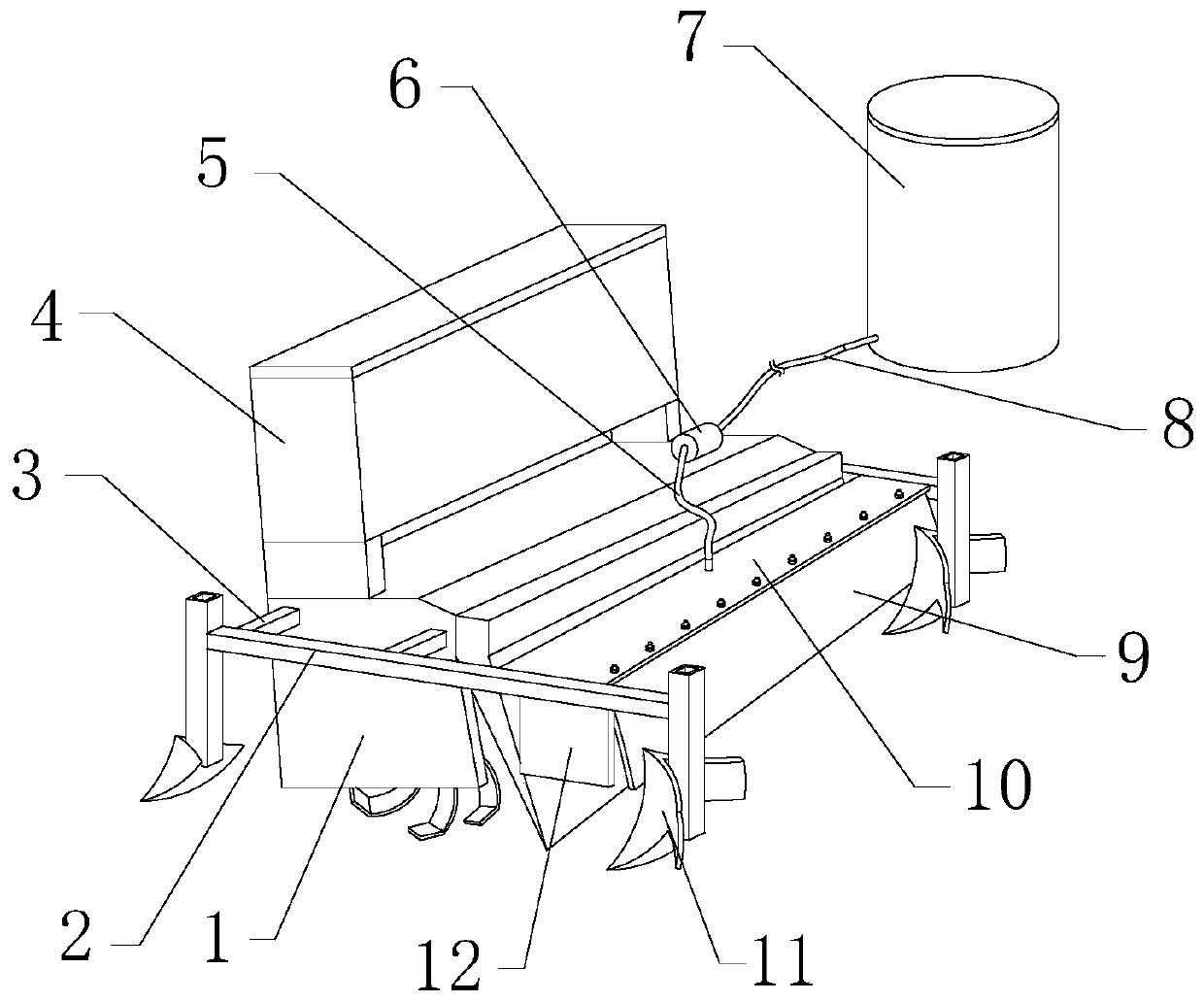 Multifunctional rape and sorghum planting device driven by tractor