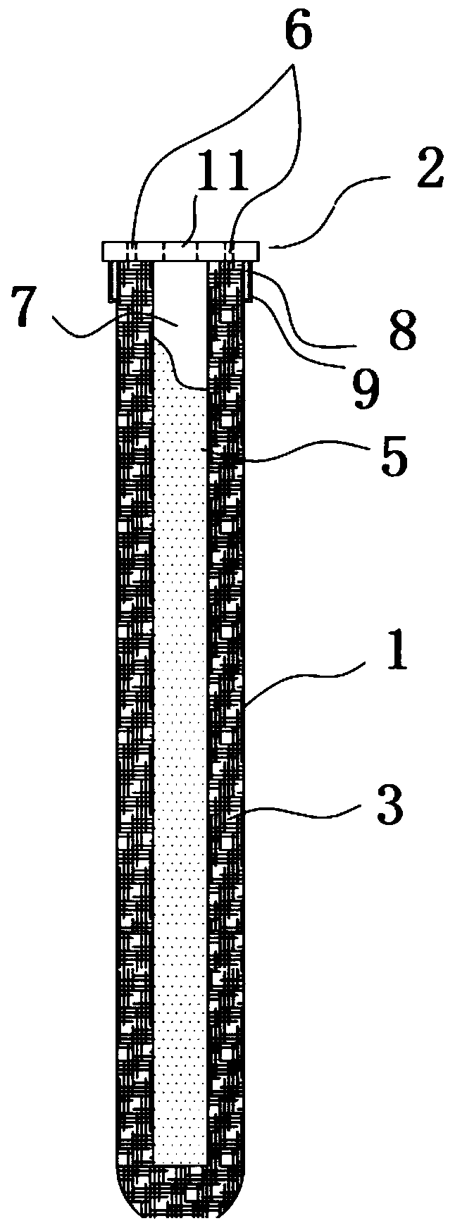 Vertical irrigator for large arbor and distribution method of vertical irrigator