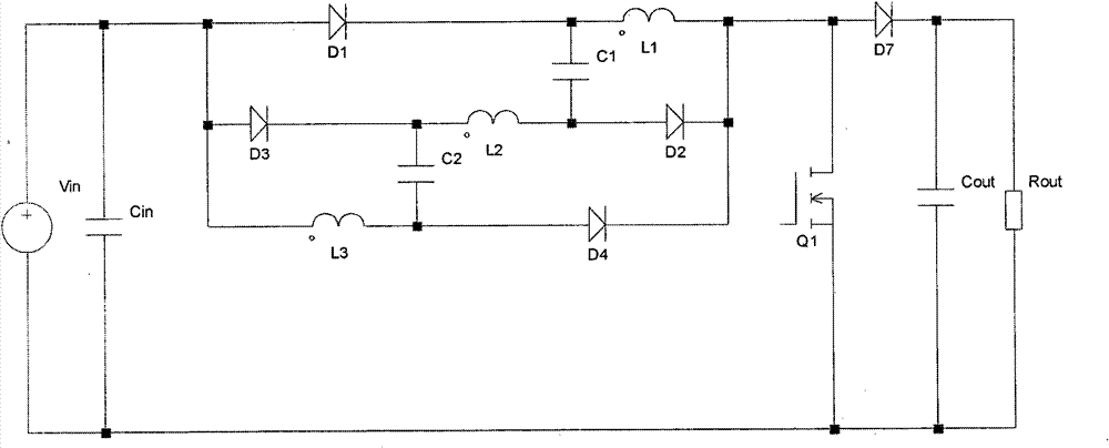 High-gain boost converter with inductance-capacitance switching network