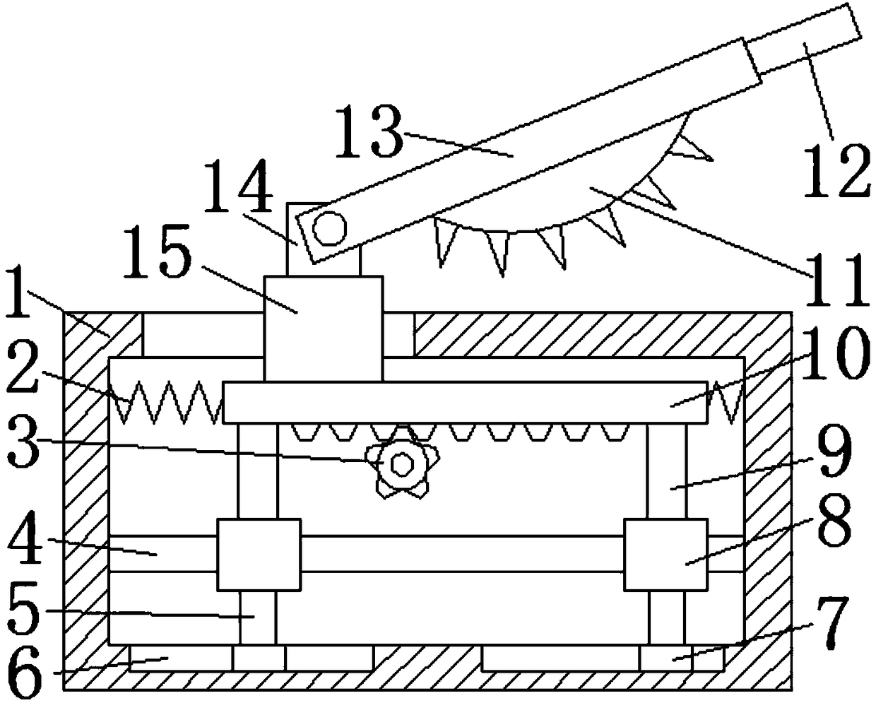 Cutting device for corrugated paper box processing