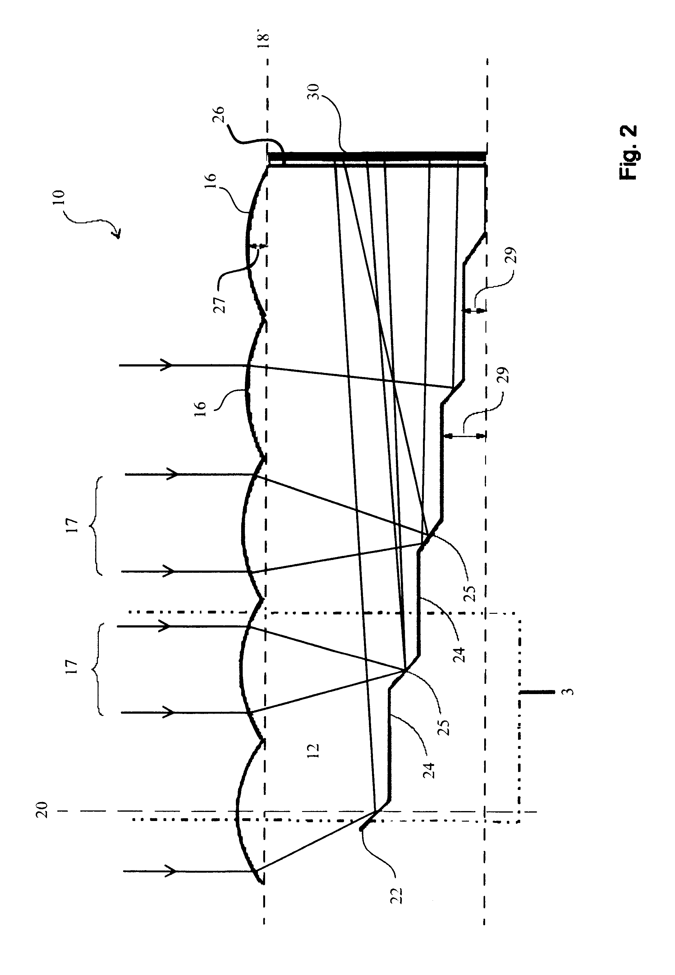 Monolithic photovoltaic solar concentrator