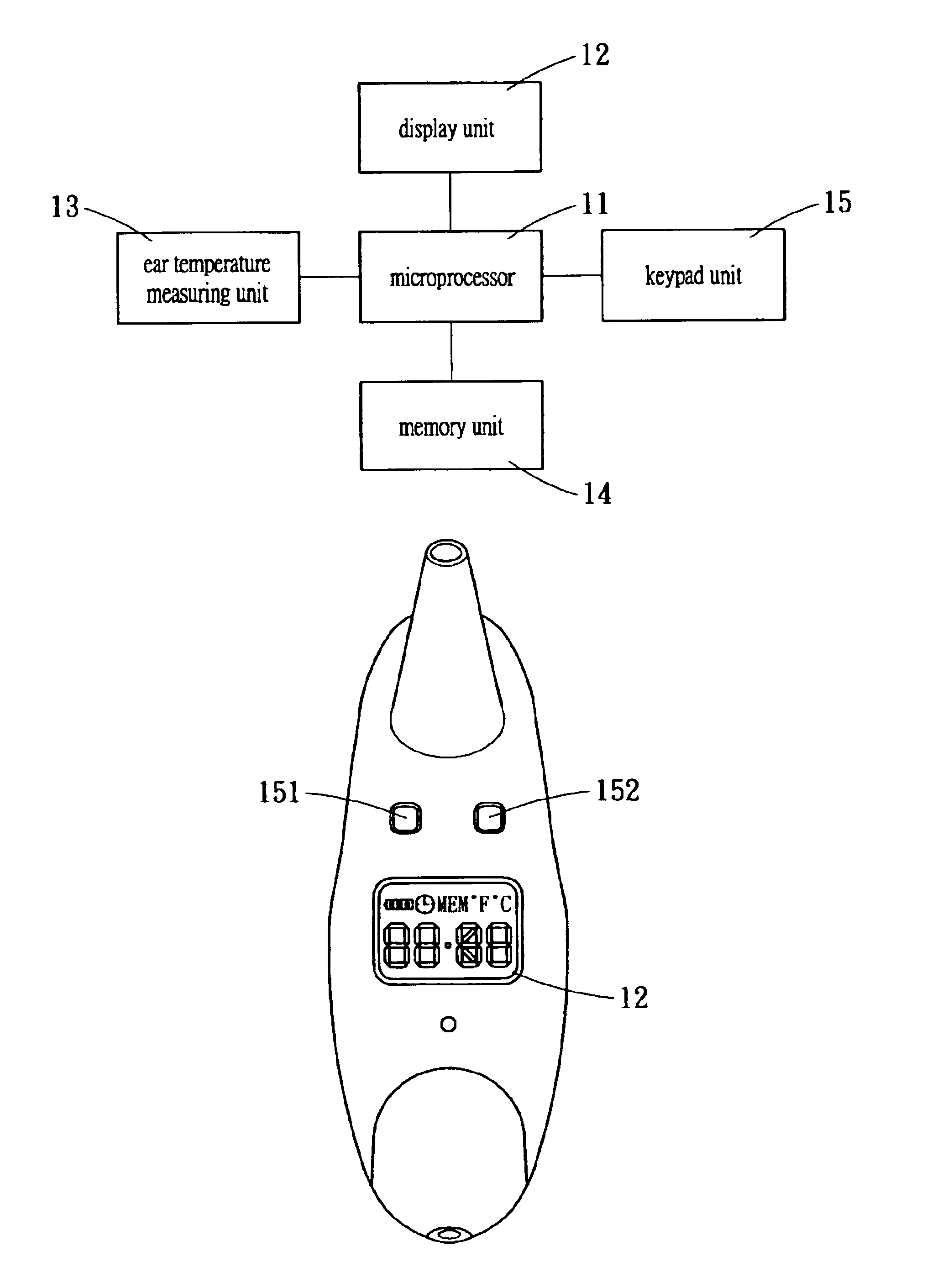 Electronic ear thermometer with multiple measurement and memory function