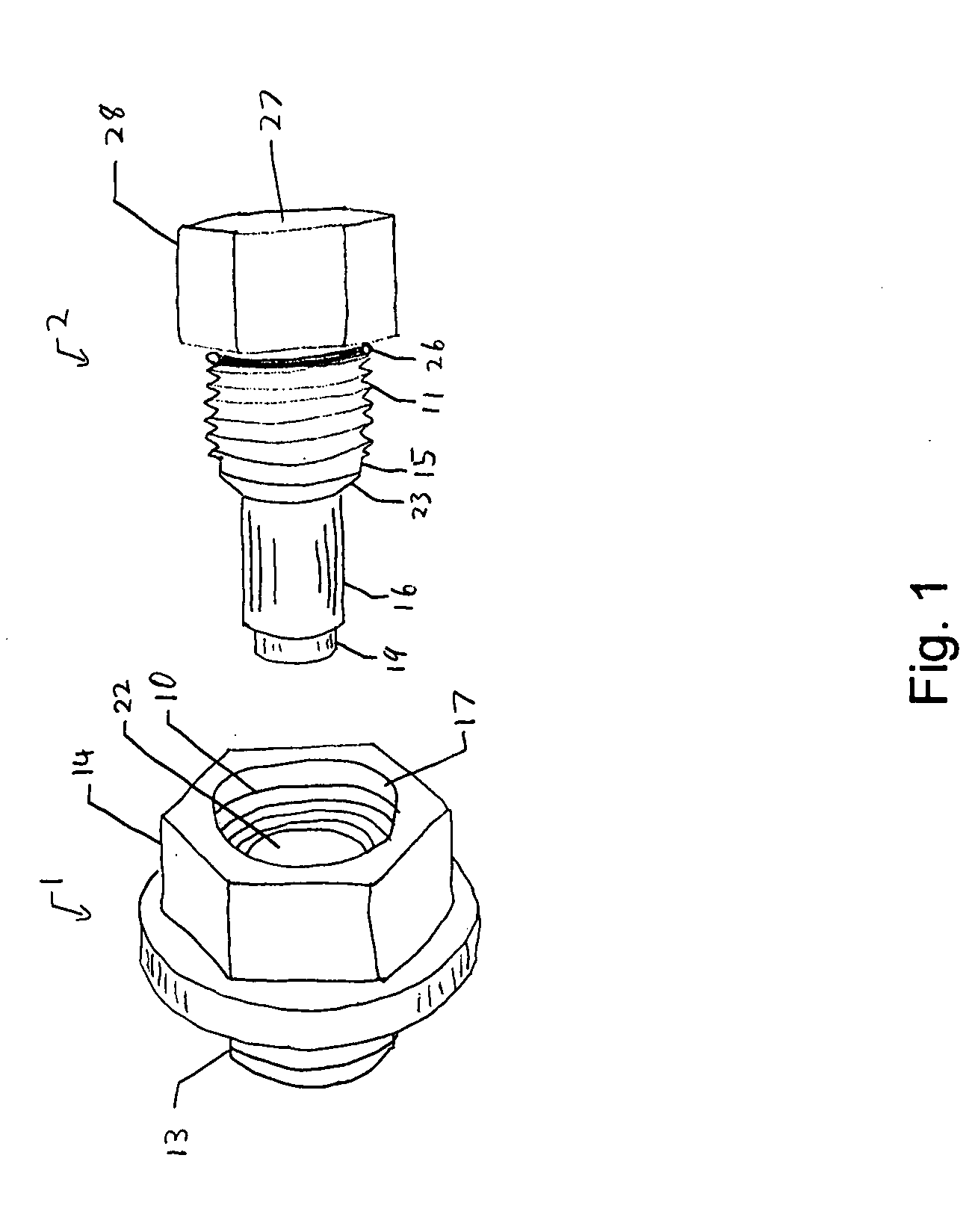 Two part oil or fluid drain plug with magnet