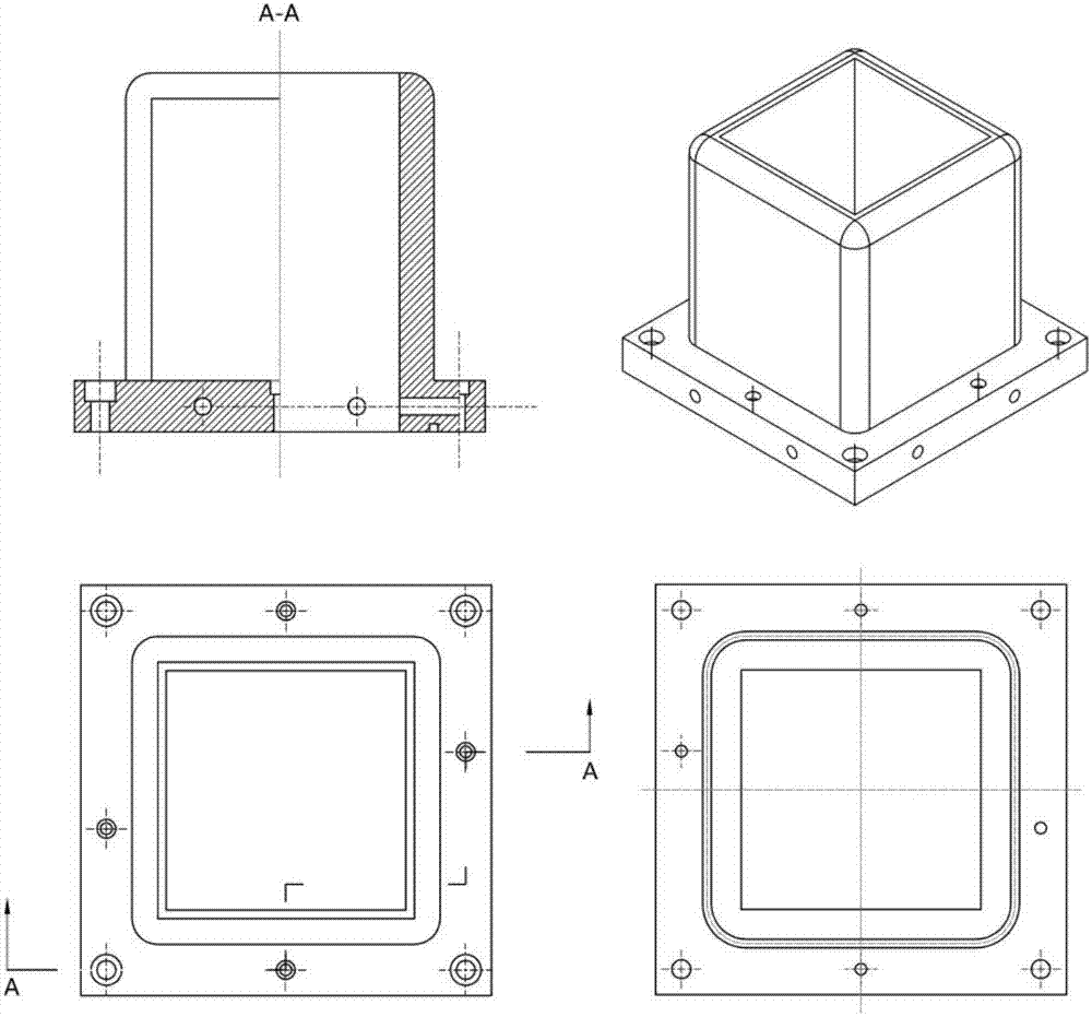 Hot stamping deep drawing mold of ultrahigh-strength steel box-shaped part