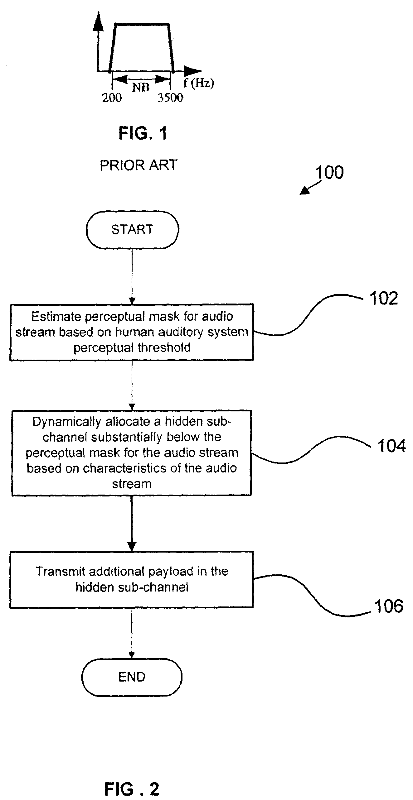 Method and apparatus for transmitting an audio stream having additional payload in a hidden sub-channel