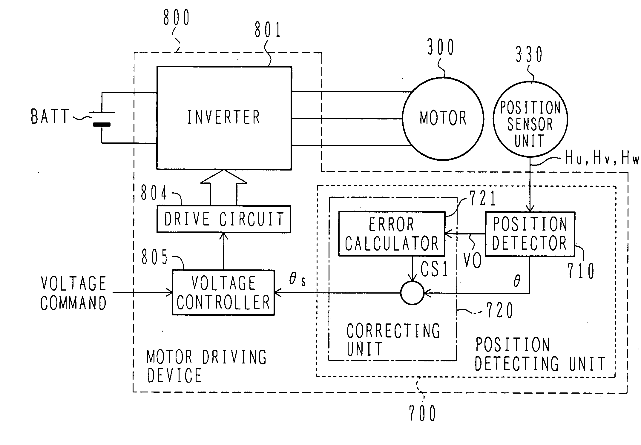 Position detecting device and synchronous motor driving device using the same
