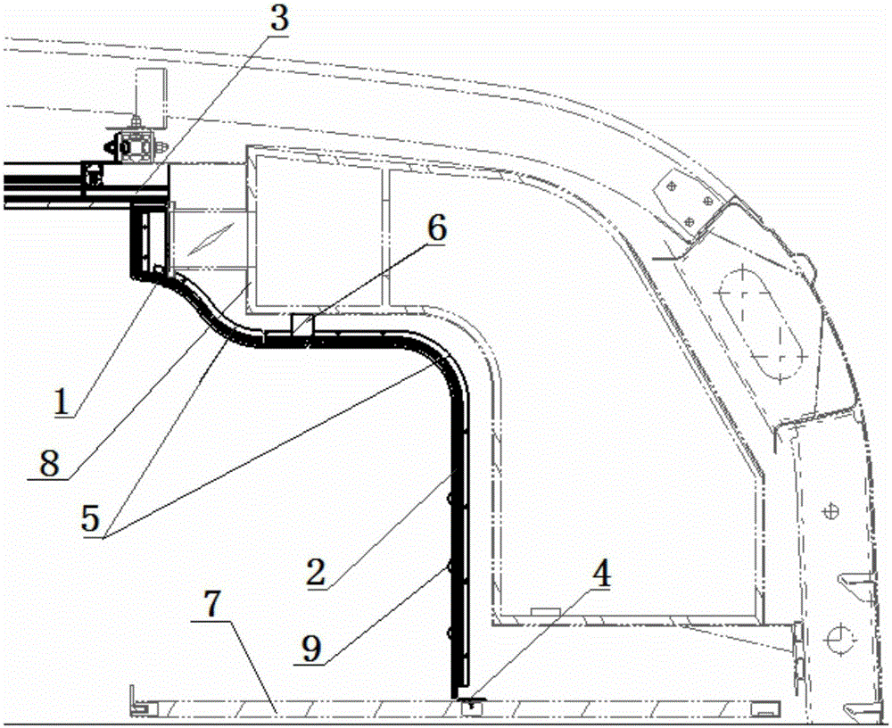 Passenger train baggage counter top plate structure