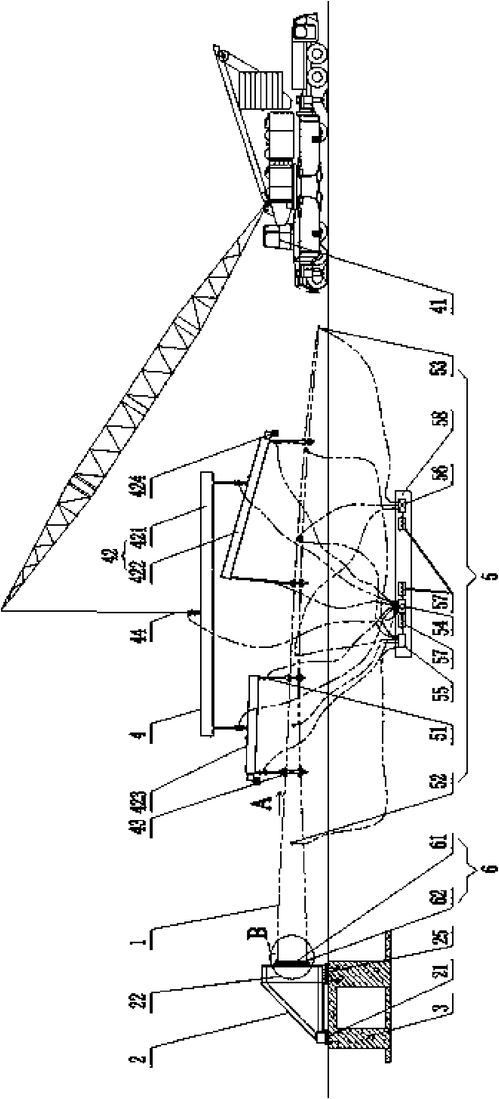 Static strength test method of large vane used for wind power and electrical power and test system thereof