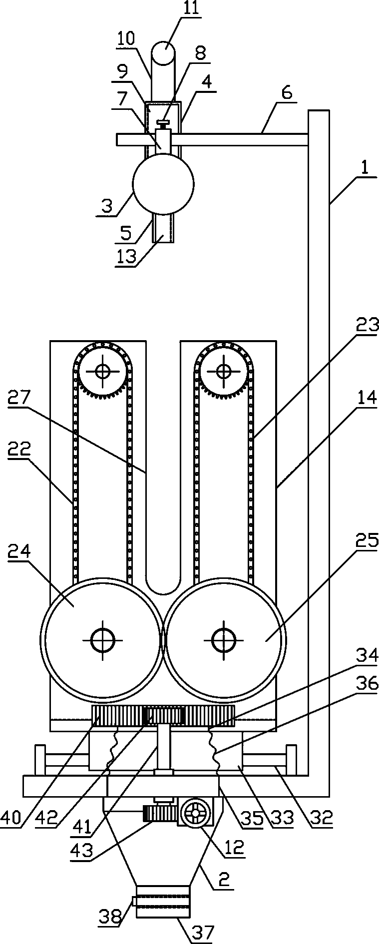 Continuous sectional flax carding mechanism