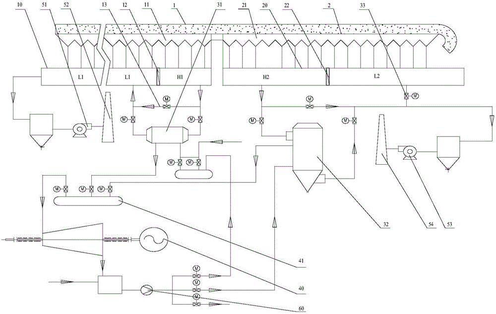 Waste heat recovery device and recovery method of stepping type flat-burning sintering machine