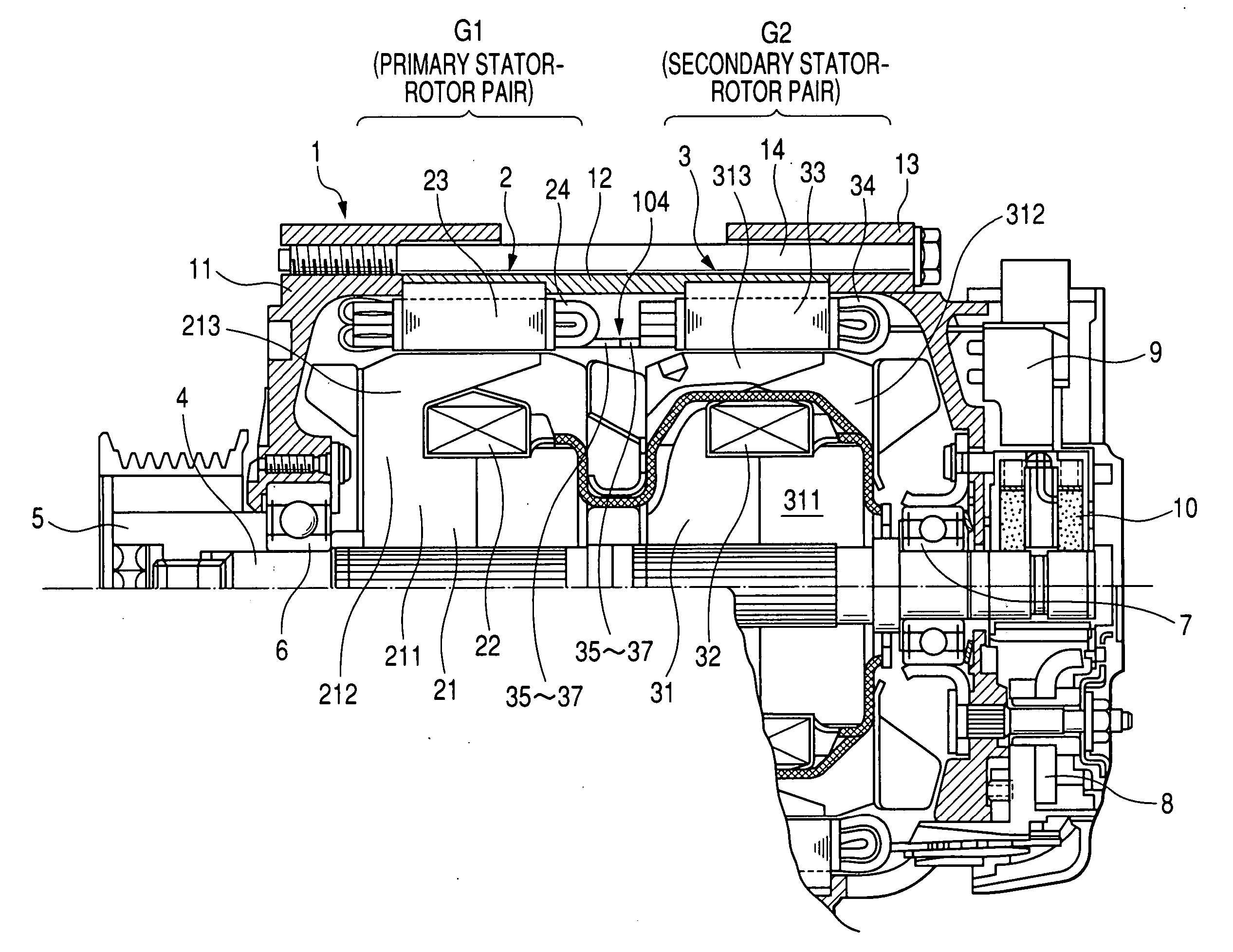 Tandem rotary electric machine