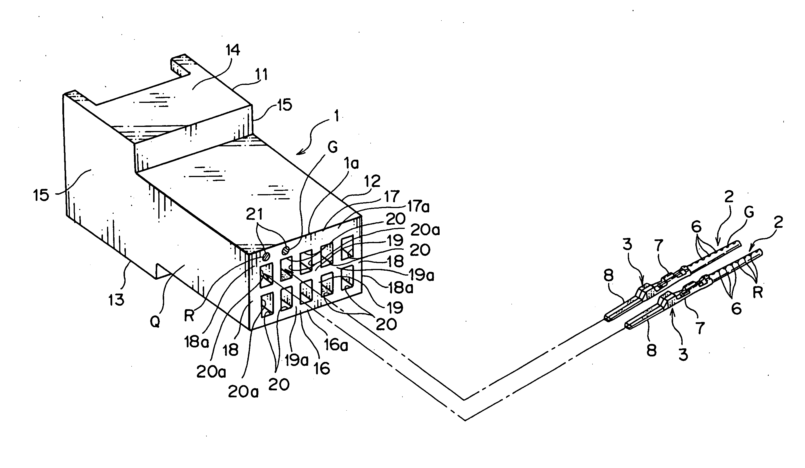 Connector housing, connector housing marking method, and method of inserting terminal metal fitting into connector housing