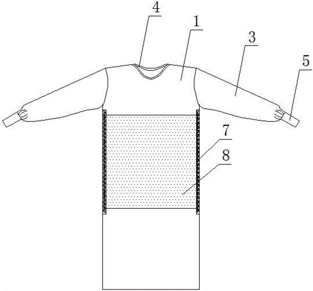 A surgical gown facilitating cleaning during surgery