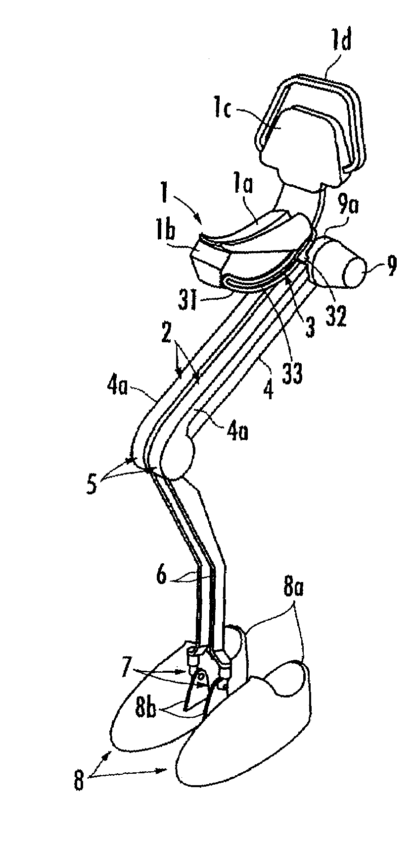 Curved guide mechanism and walk-assisting device