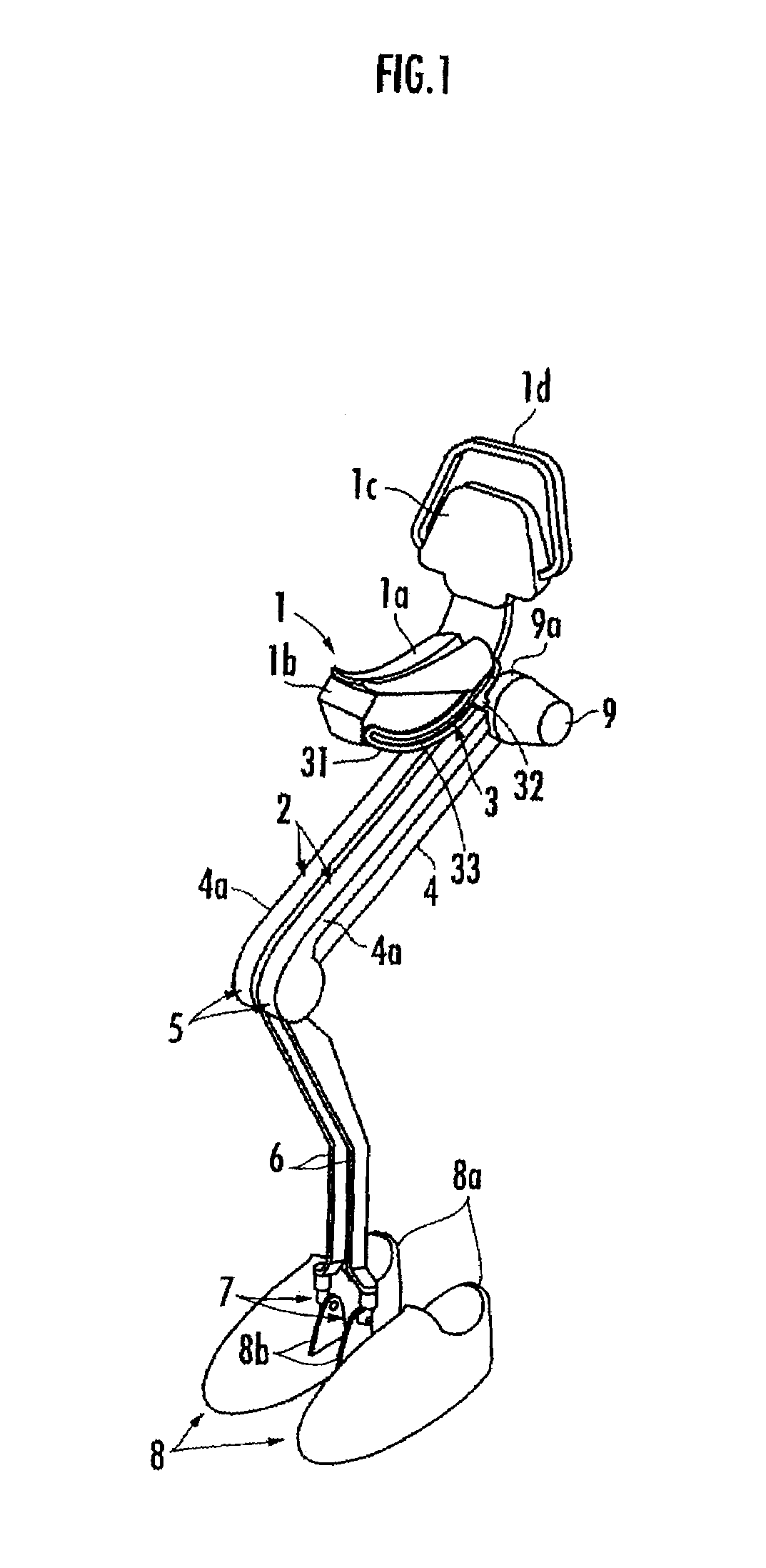 Curved guide mechanism and walk-assisting device