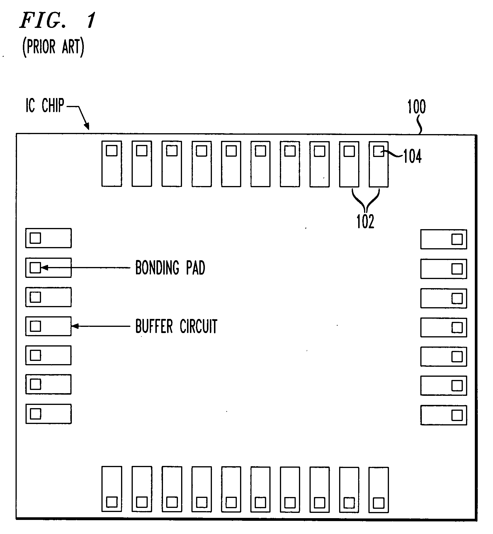 Integrated circuit with controllable test access to internal analog signal pads of an area array