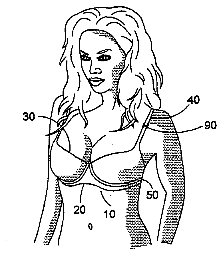 Adjustable breast positioning system for women's garment