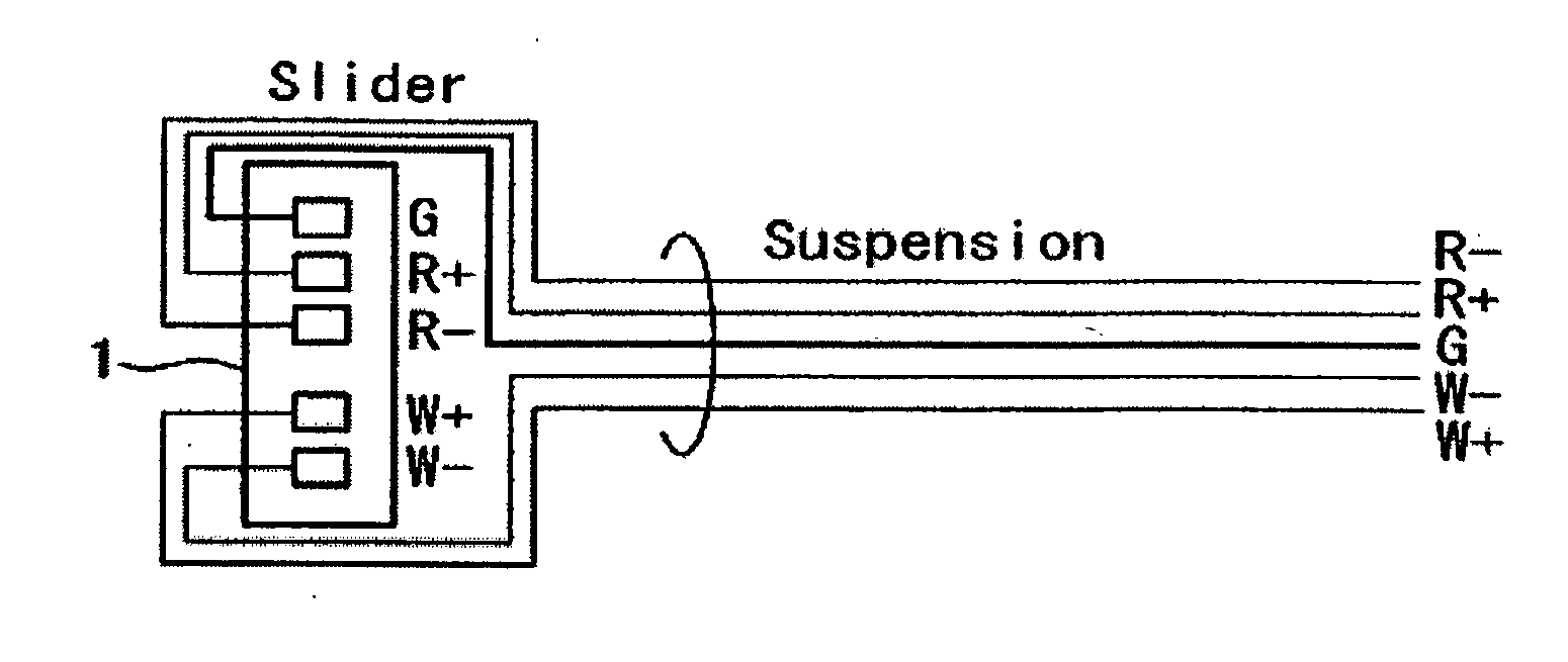 Magnetic head slider with terminal arrangement and magnetic head assembly