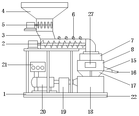 Upright wood dust granulation machine facilitating feeding