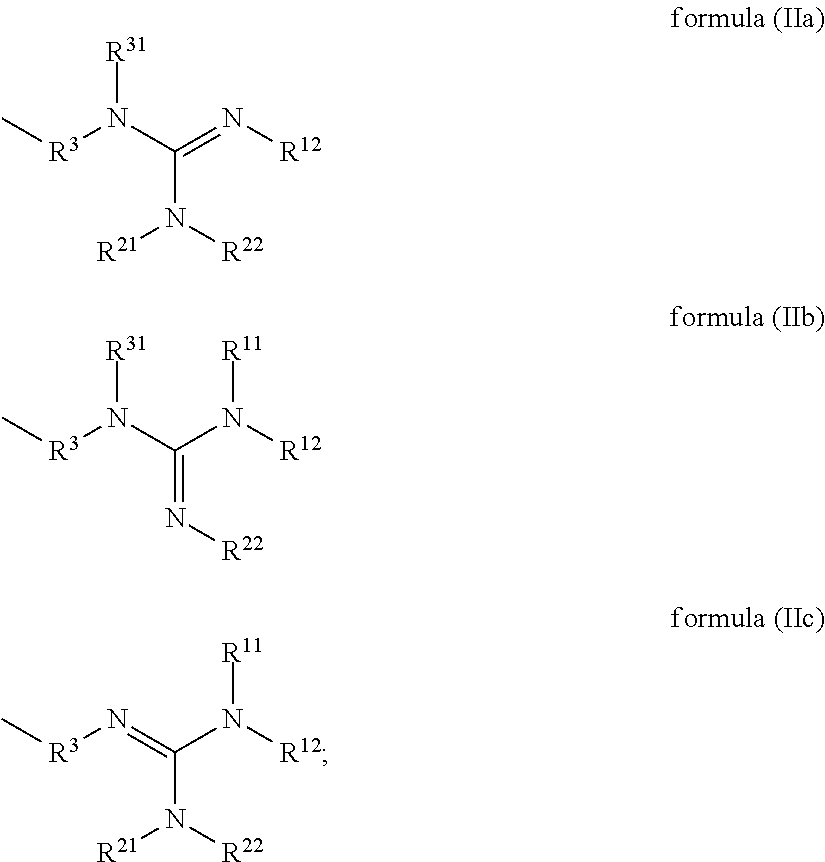 Compounds having guanidine groups and containing semi-organic silicon groups