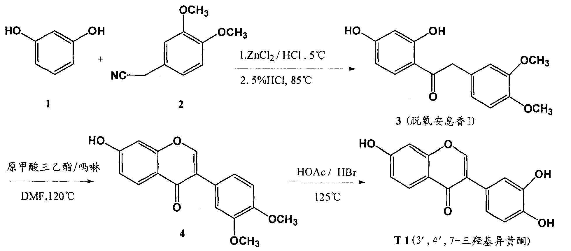 A kind of preparation method of trihydroxyisoflavone