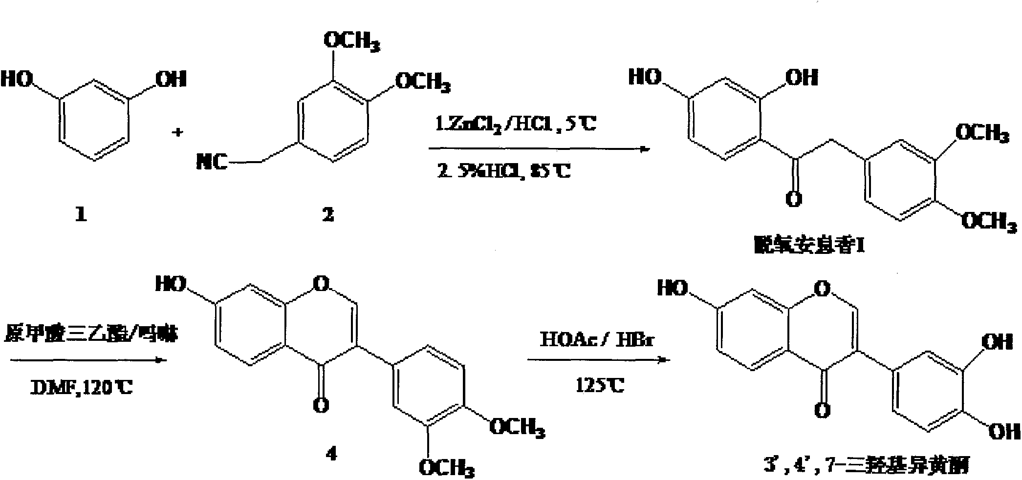 A kind of preparation method of trihydroxyisoflavone