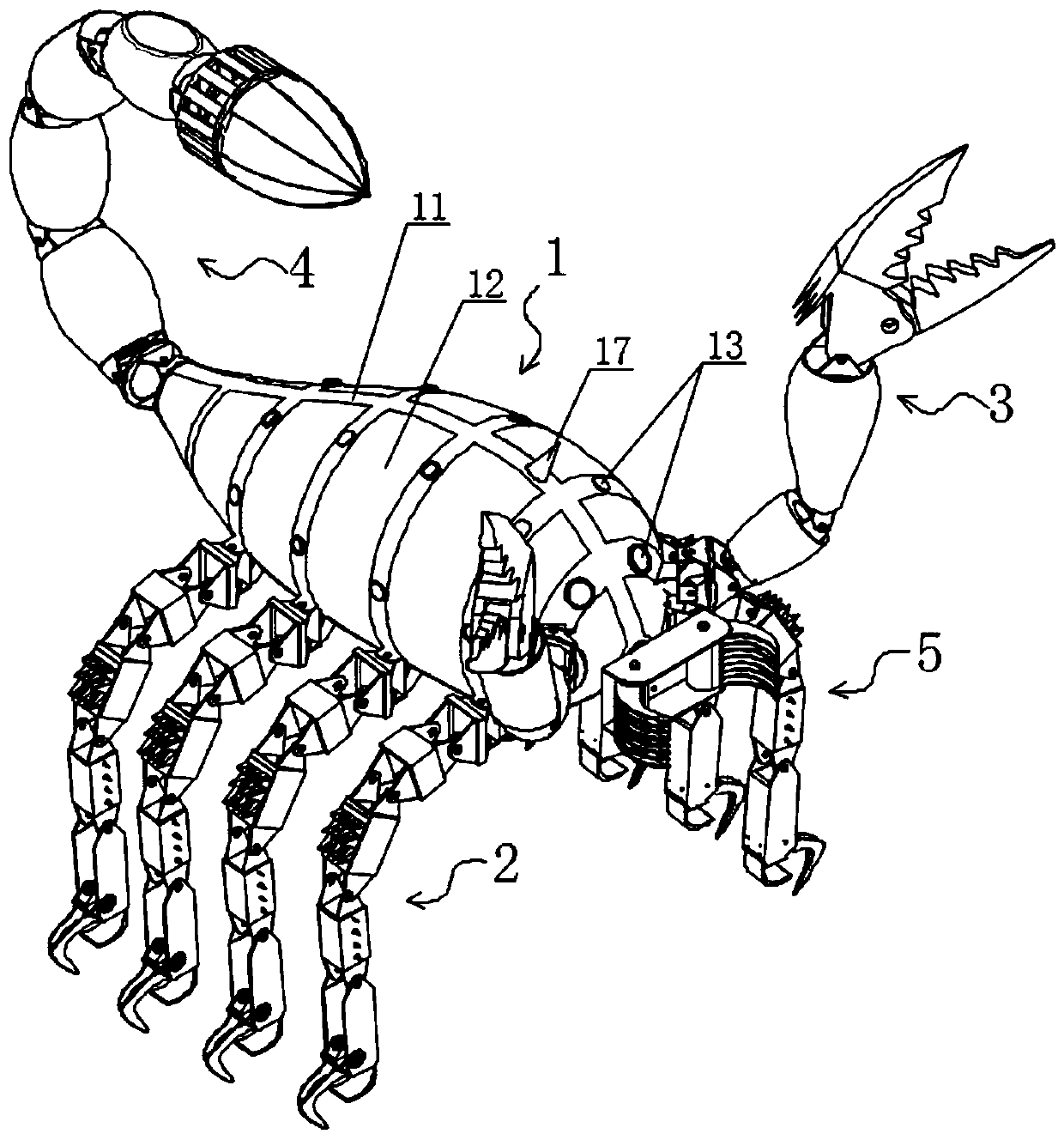 Scorpion-like security robot for office building or home