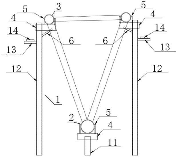 Large-span triangular truss aerial rotation lifting construction method